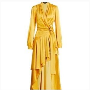 Patbo yellow hi low wrap dress